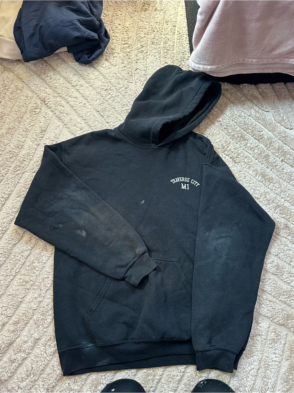 Gildan Black Crewneck Hoodie with Small Chest Print